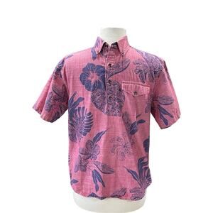 Tommy Bahama Men's Small 100% Cotton Tatau Fronds Camp Shirt Popover- Hawaiian